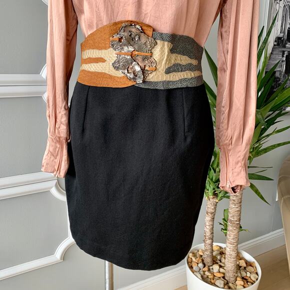 Vintage Claude Rap Wool Pencil Skirt in Black Size Medium - Picture 1 of 9